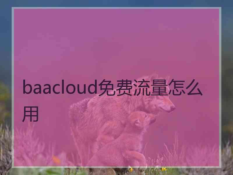 baacloud免费流量怎么用