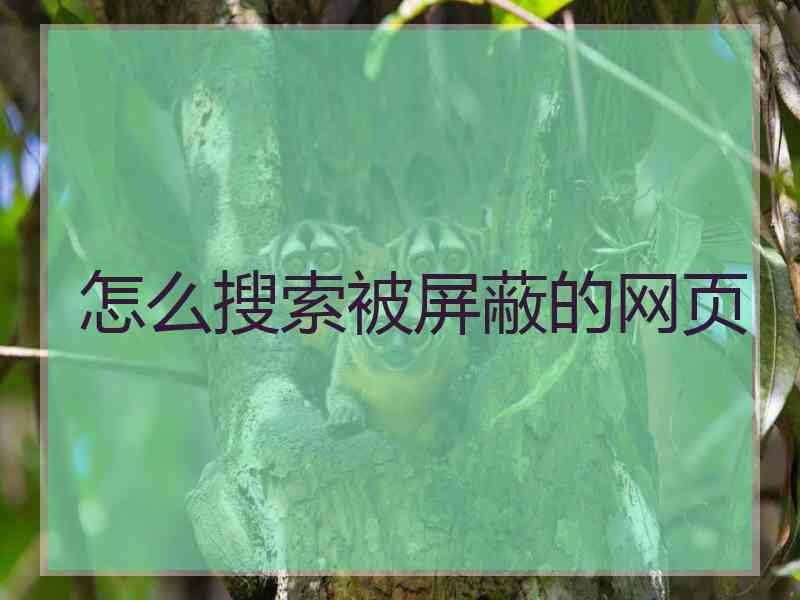 怎么搜索被屏蔽的网页