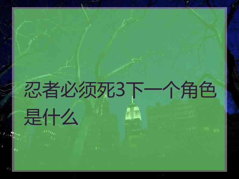 忍者必须死3下一个角色是什么