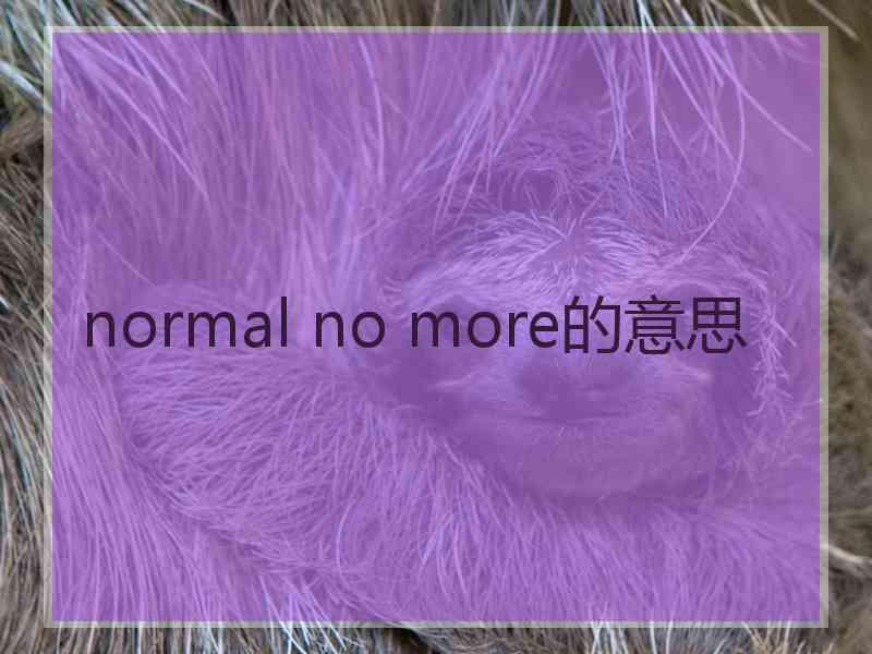 normal no more的意思