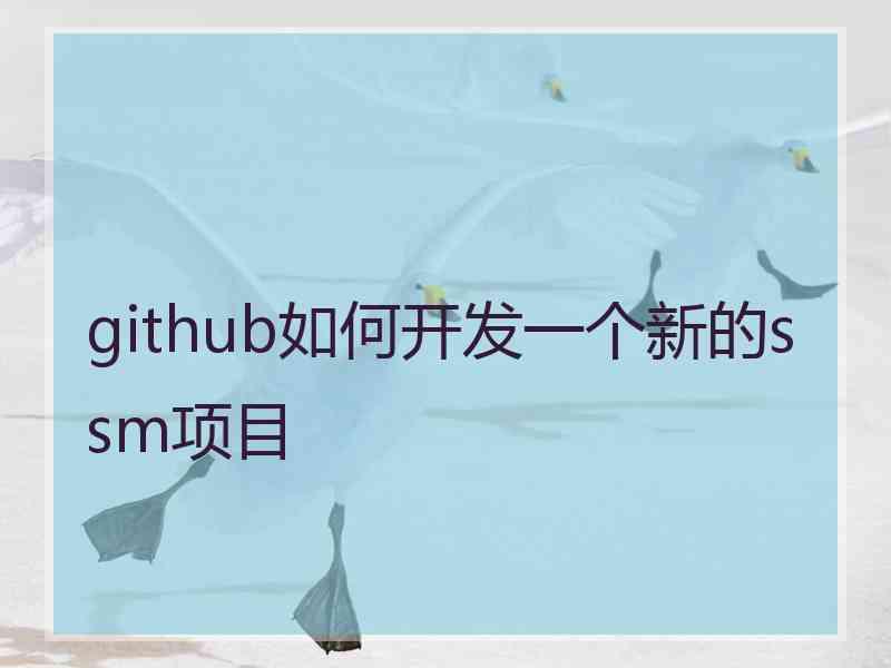 github如何开发一个新的ssm项目