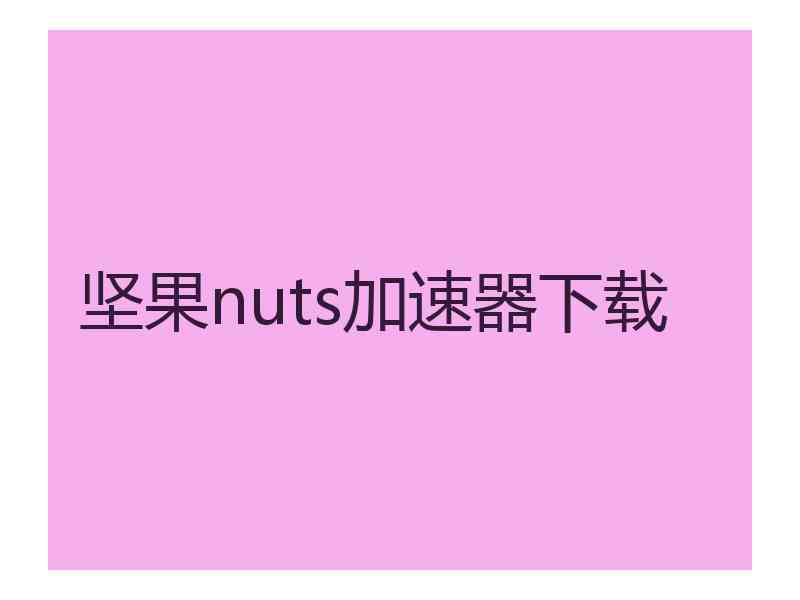 坚果nuts加速器下载