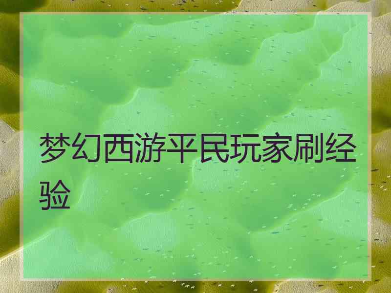 梦幻西游平民玩家刷经验