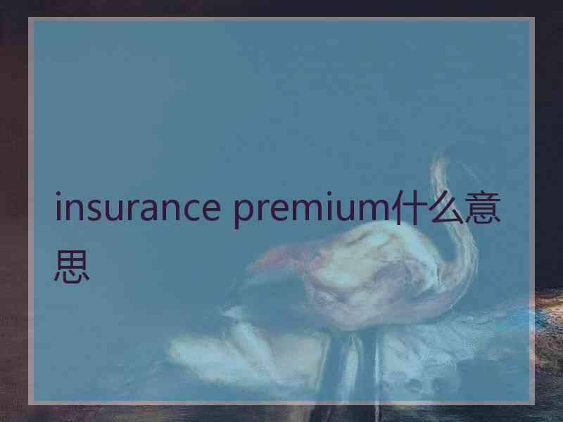 insurance premium什么意思