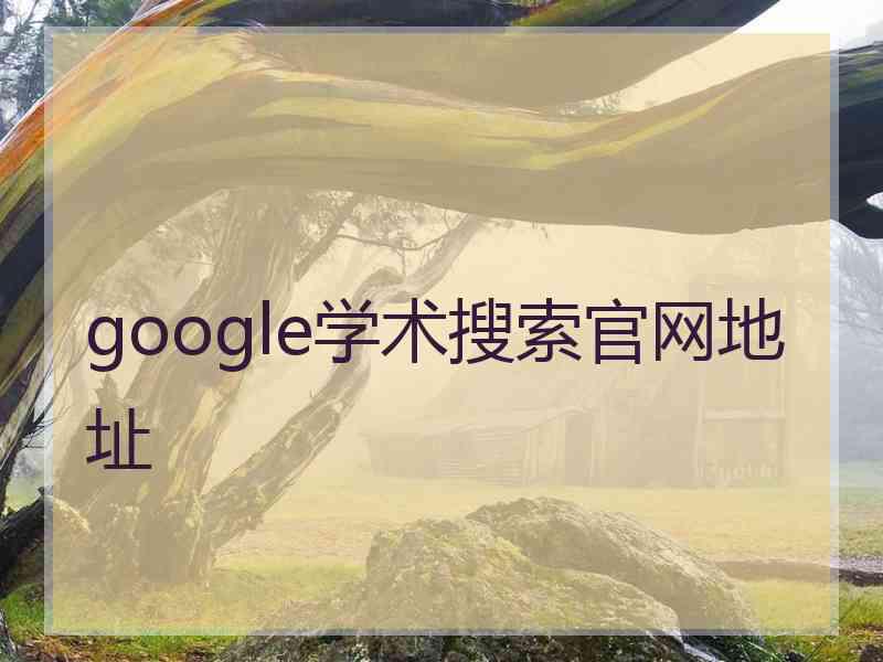 google学术搜索官网地址