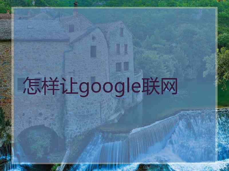 怎样让google联网