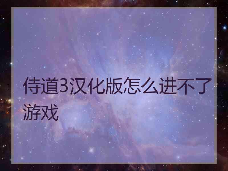 侍道3汉化版怎么进不了游戏