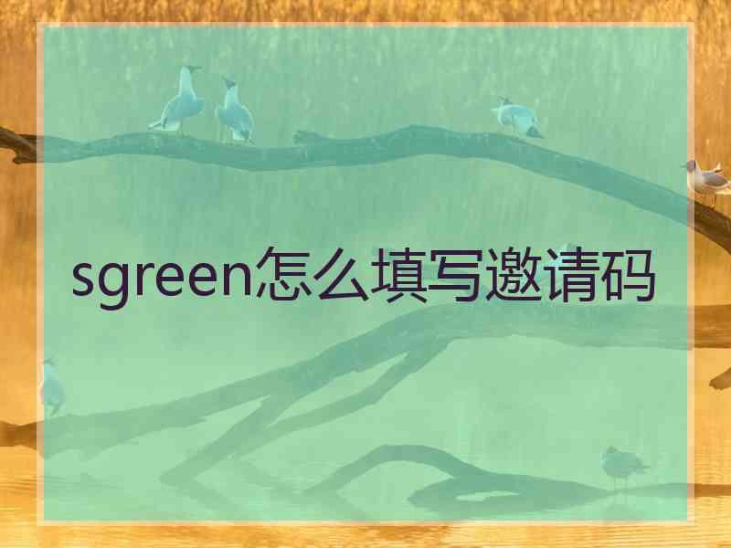 sgreen怎么填写邀请码