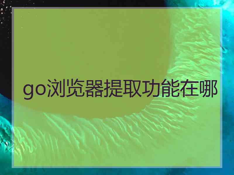 go浏览器提取功能在哪