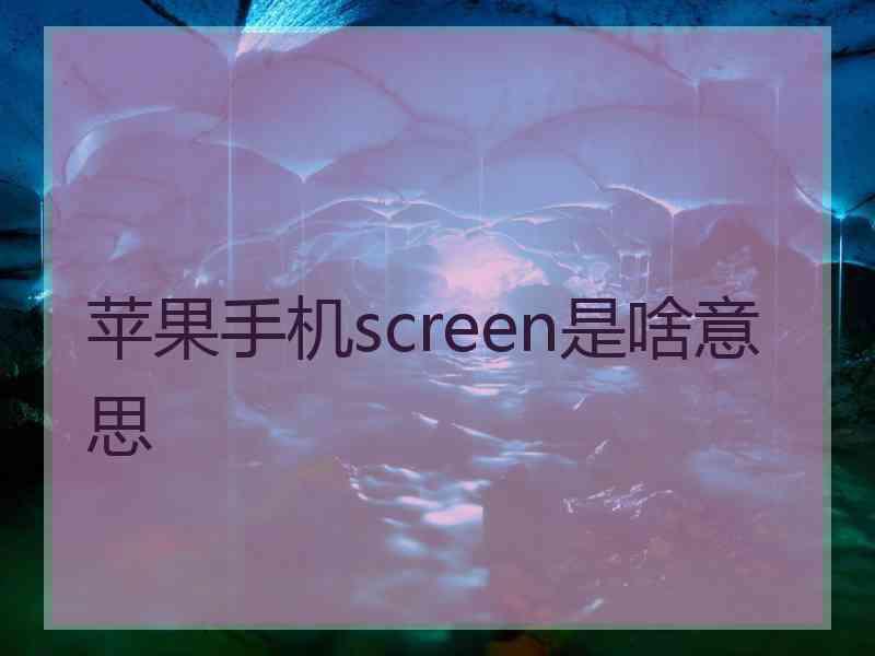 苹果手机screen是啥意思