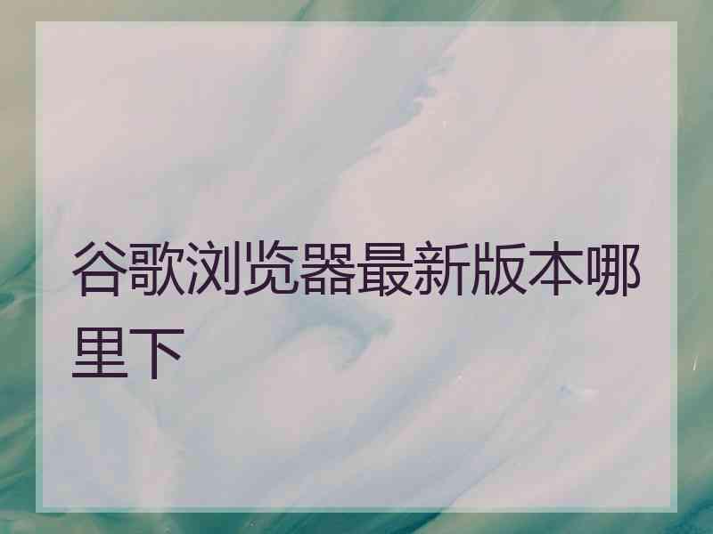 谷歌浏览器最新版本哪里下